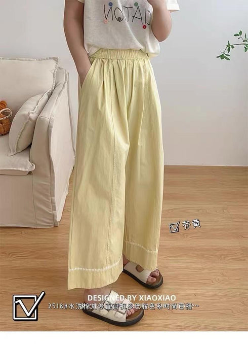 WANWAN Wide Leg Lace Border Trousers